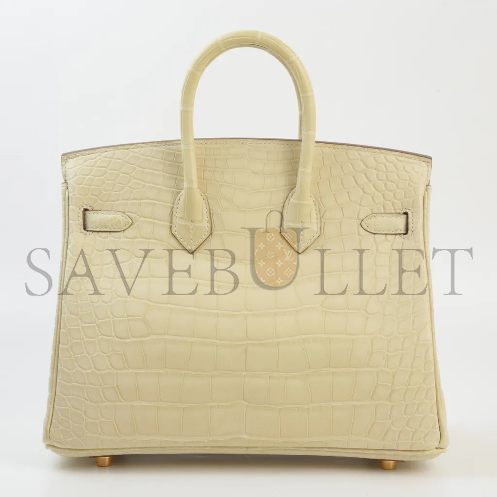 HERMÈS MASTER  BIRKIN 30 CROCODILE LEATHER VANILLA GOLD BUCKLE H041367CK39 (30*22*16cm)